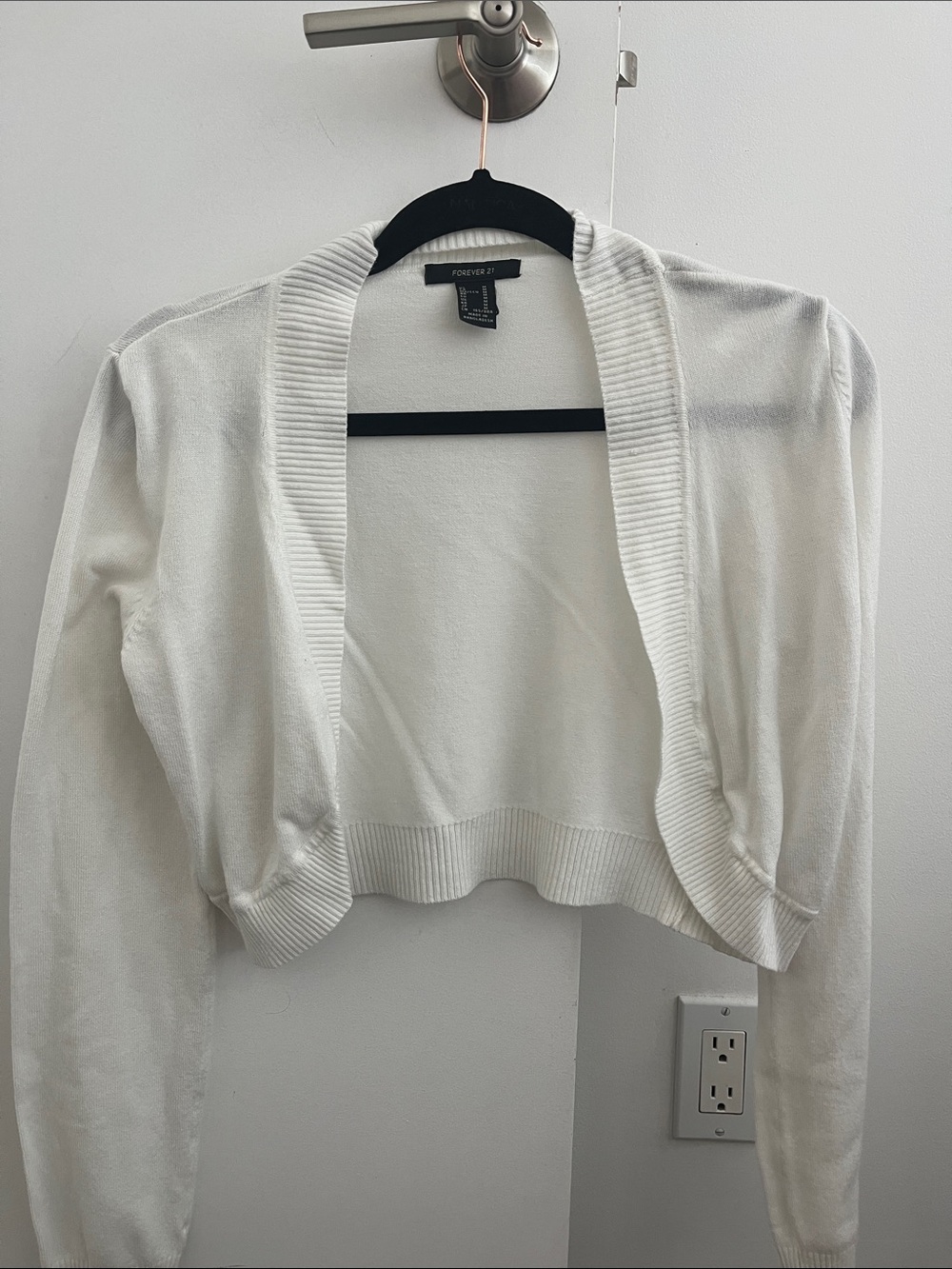 Forever 21 White Cropped Open-Front Shrug